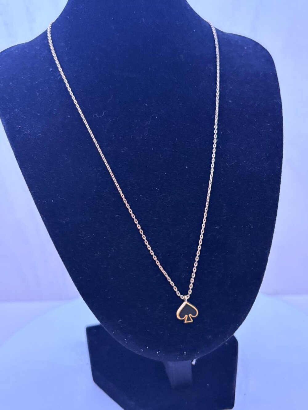 Kate Spade Black Enamel Spade Pendant Gold Tone Necklace - Picture 5 of 6